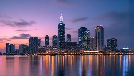 Modern skyline of Quezon City Manila financial district